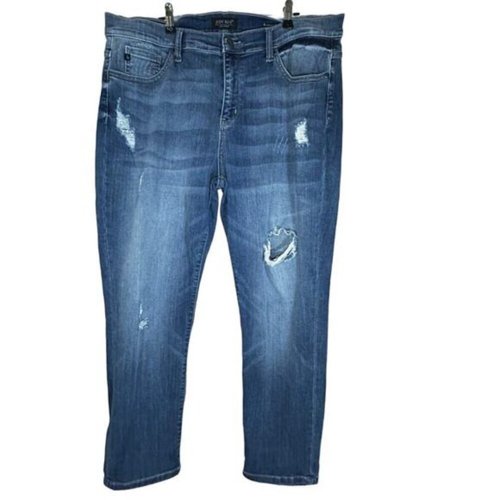Judy Blue Boyfriend Jeans Womens Size 1XL Blue Medium Wash Denim Distressed